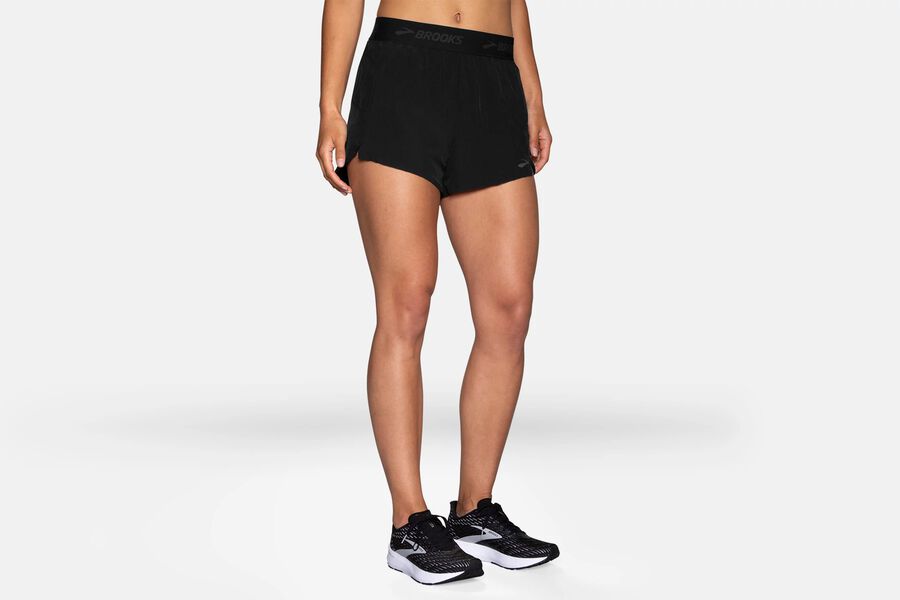 Womens Brooks Chaser 3" Bottoms Black/Brooks | Clothing 1382-TWSXO